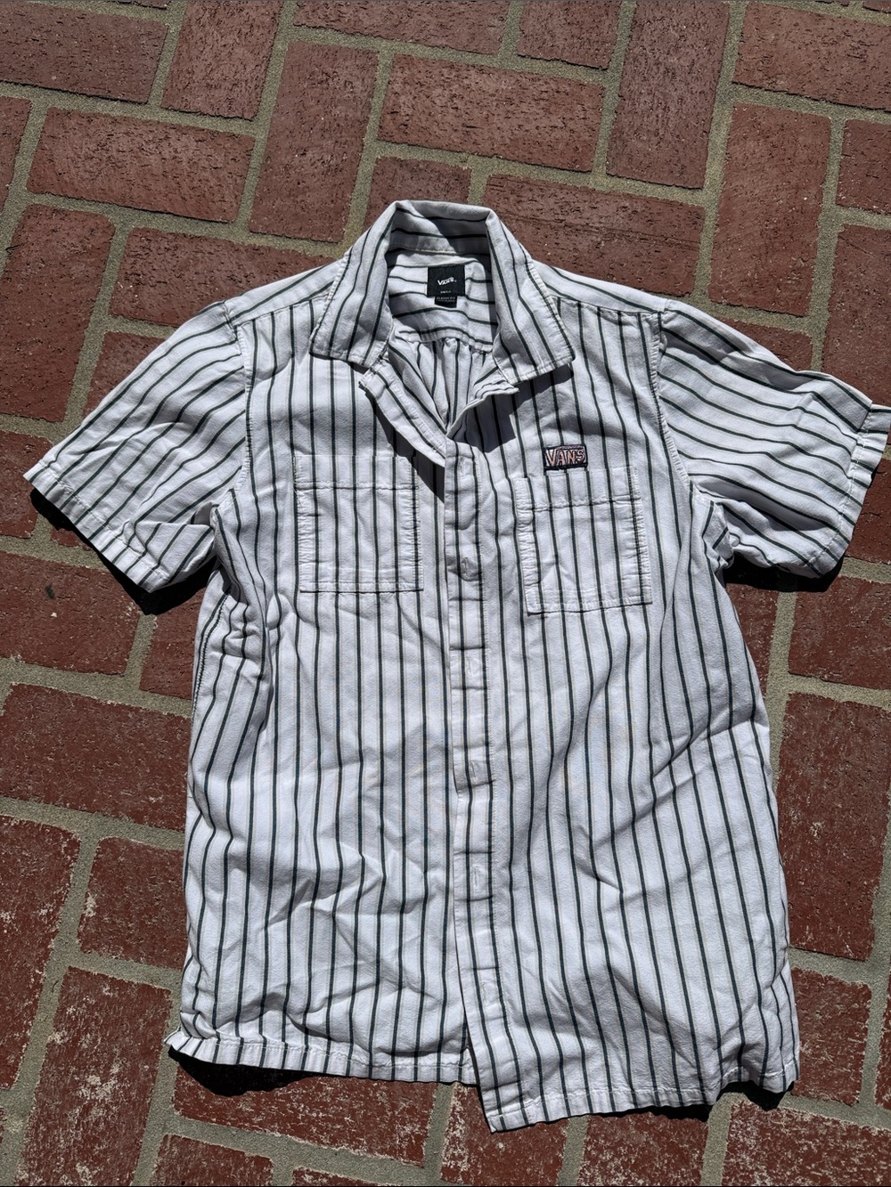 Vans Men's Black and White Striped Shirt